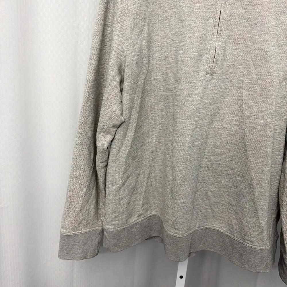 Billy Reid Sweatshirt Men’s XL Pullover Gray Herringbone 1/4 Zip Long Sleeve